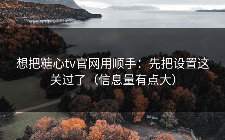 想把糖心tv官网用顺手：先把设置这关过了（信息量有点大）