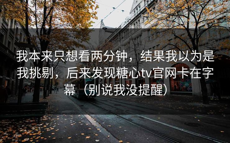 我本来只想看两分钟，结果我以为是我挑剔，后来发现糖心tv官网卡在字幕（别说我没提醒）